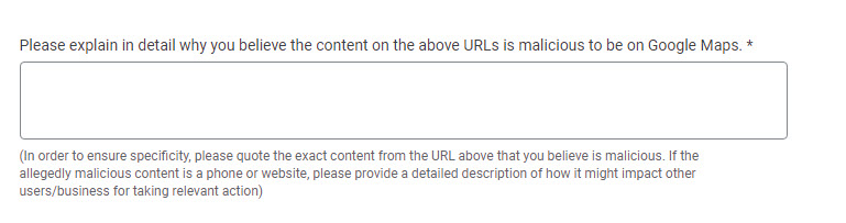 Google My Business redressal form