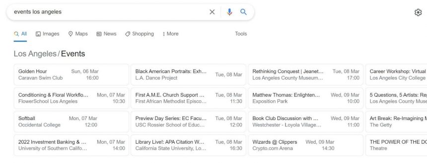 Google Events Carousel