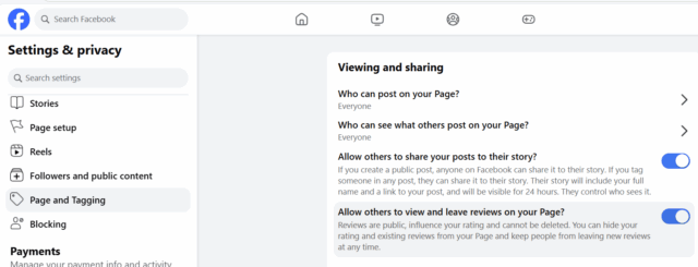 Facebook Business Page Reviews Tab