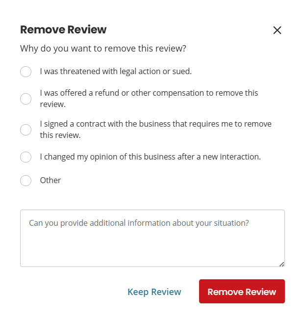 Remove Review Options