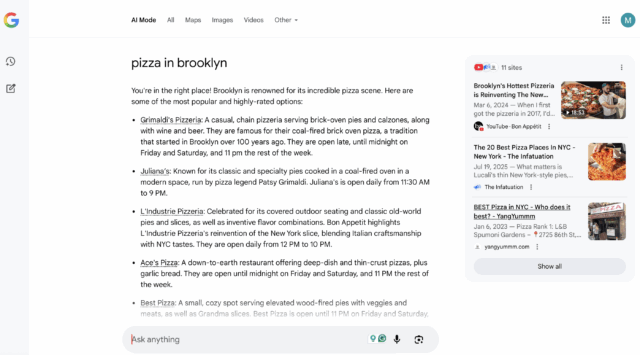 Pizza Search In Ai Mode