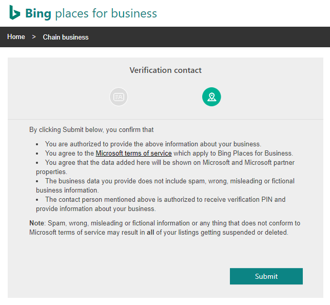 Verification confirmation